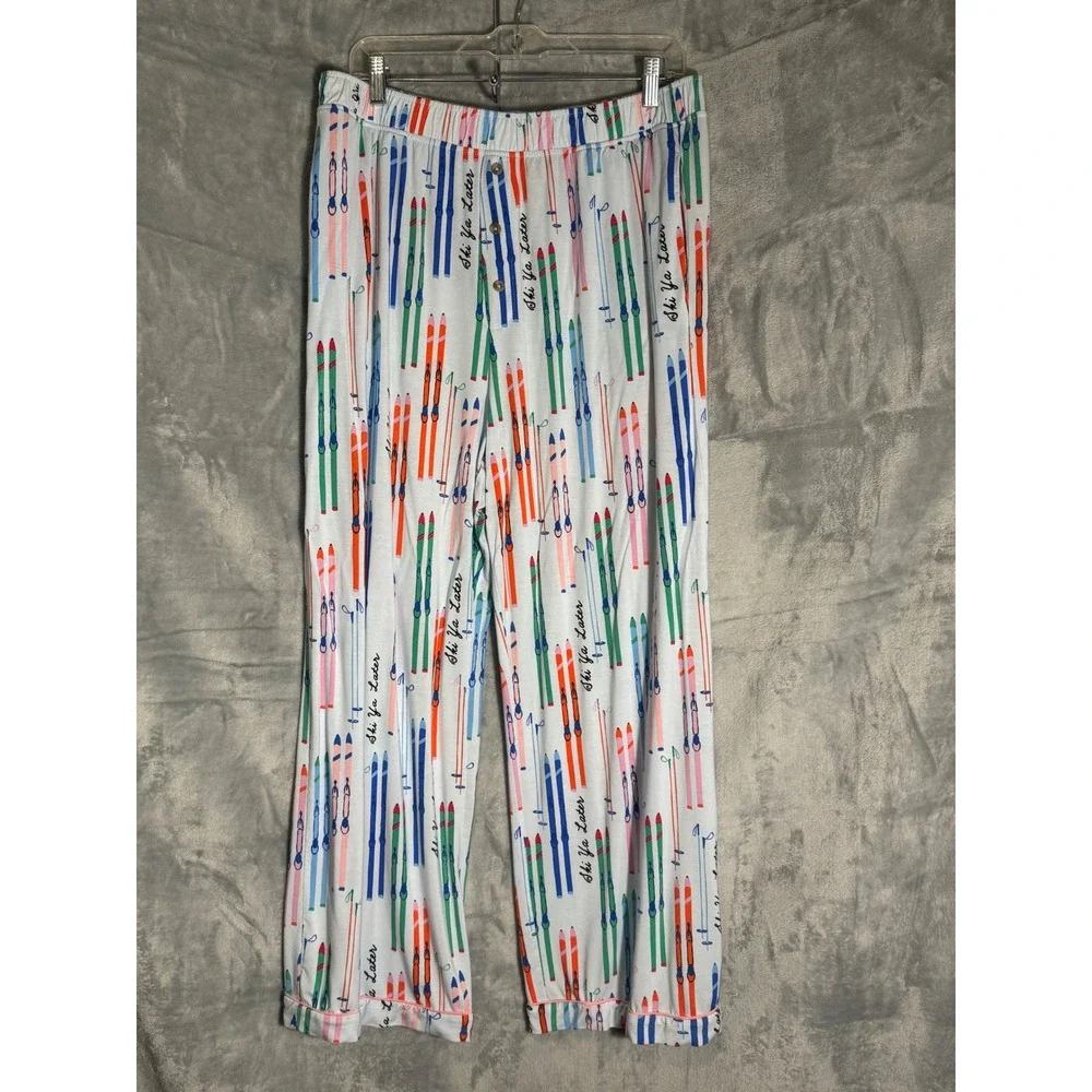 Anthropologie Emily Taylor Ski Ya Later Pajama Pants White Modal Large - Picture 1 of 10